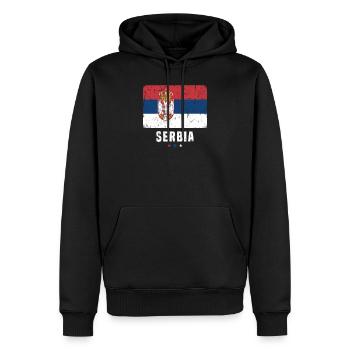 Serbie Drapeau serbe - Sweat à capuche Premium bio Homme - noir - Devant - Nico (187cm)
