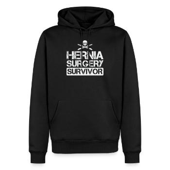 Hernienchirurgie Survivor Lustig - Männer Premium Bio Hoodie - Schwarz - Vorne - Nico (187cm)