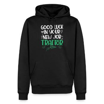Collègue quitter Gag Cadeau Traître - Sweat à capuche Premium bio Homme - noir - Devant - Nico (187cm)