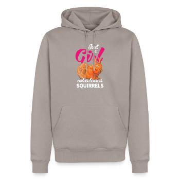 Fille qui aime les écureuils - Sweat à capuche Premium bio Homme - taupe - Devant - Nico (187cm)
