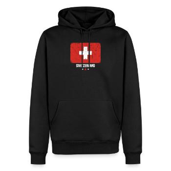 Schweiz Flagge Schweizer - Männer Premium Bio Hoodie - Schwarz - Vorne - Nico (187cm)