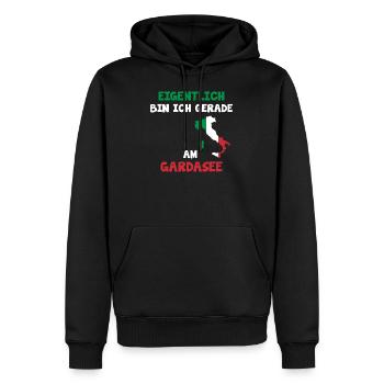 Gardasee Italia Urlaub Sprüche - Männer Premium Bio Hoodie - Schwarz - Vorne - Nico (187cm)