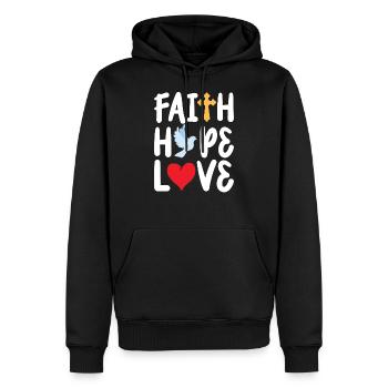Vêtements religieux chrétiens de foi mignonne - Sweat à capuche Premium bio Homme - noir - Devant - Nico (187cm)