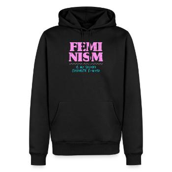 Drôle de vêtements féministes féminisme - Sweat à capuche Premium bio Homme - noir - Devant - Nico (187cm)