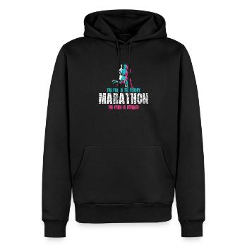 The Pain Is Temporary Marathon Coureur - Sweat à capuche Premium bio Homme - noir - Devant - Nico (187cm)