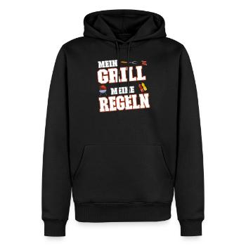 Mein Grill meine Regeln - Grillen Griller Sommer - Männer Premium Bio Hoodie - Schwarz - Vorne - Nico (187cm)