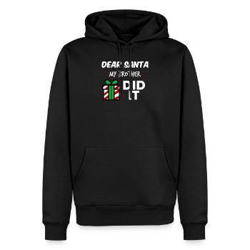 Drôle de Noël Père Noël Frère Frère Pun Noël - Sweat à capuche Premium bio Homme - noir - Devant - Nico (187cm)