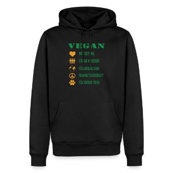 VEGAN Mitgefühl Veganer für Erde und Tiere - Männer Premium Bio Hoodie - Schwarz - Vorne - Nico (187cm)