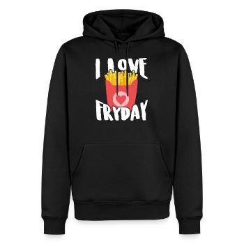 I love Fryday French Fries Fries Sort frites - Sweat à capuche Premium bio Homme - noir - Devant - Nico (187cm)