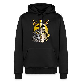 Athena - Männer Premium Bio Hoodie - Schwarz - Vorne - Nico (187cm)