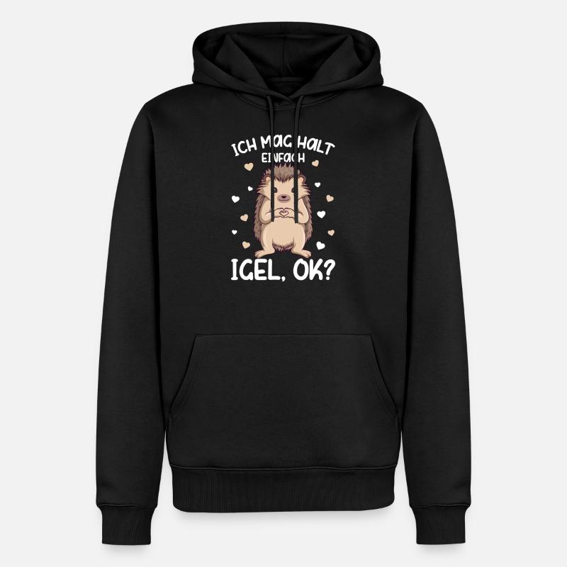 Igel - Ich mag halt Igel Kinder Mädchen - Männer Premium Bio Hoodie - Schwarz