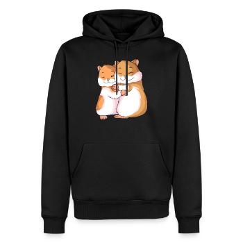 Hamster amant dames filles - Sweat à capuche Premium bio Homme - noir - Devant - Nico (187cm)