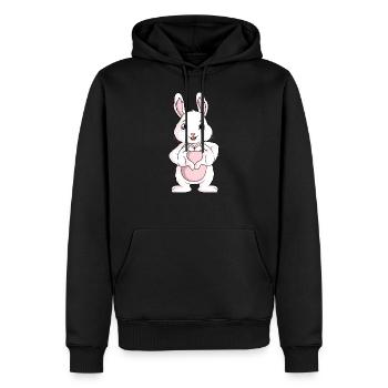 Lapins Amour lapin lapin fille - Sweat à capuche Premium bio Homme - noir - Devant - Nico (187cm)