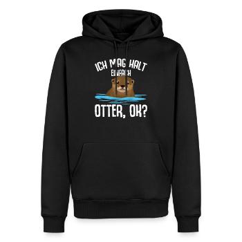 Ich mag halt Otter Seeotter Kinder Damen - Männer Premium Bio Hoodie - Schwarz - Vorne - Nico (187cm)