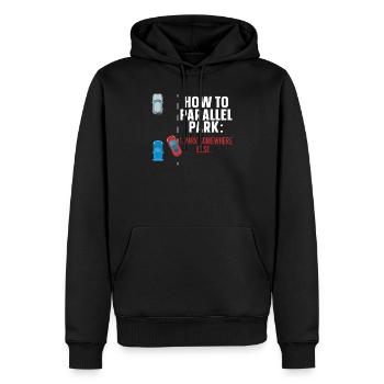 Comment se garer en parallèle ailleurs en voiture - Sweat à capuche Premium bio Homme - noir - Devant - Nico (187cm)