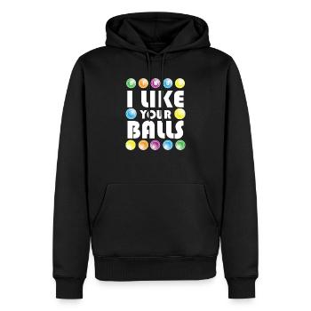 Boules de Bingo Drôles - Sweat à capuche Premium bio Homme - noir - Devant - Nico (187cm)