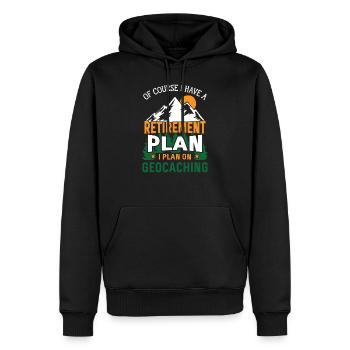 Plan de retraite Géocaching Drôle de géocache - Sweat à capuche Premium bio Homme - noir - Devant - Nico (187cm)