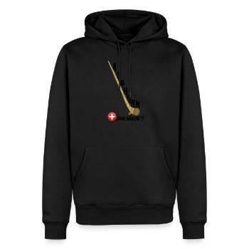 Alphorn Suisse était söscht - Sweat à capuche Premium bio Homme - noir - Devant - Nico (187cm)