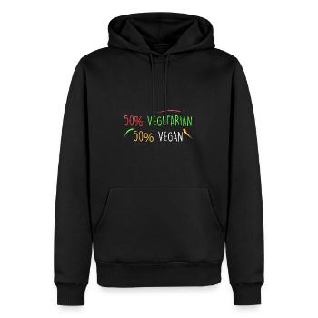 50% végétarien 50% végétalien - Sweat à capuche Premium bio Homme - noir - Devant - Nico (187cm)