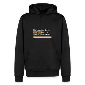 deshalb bin ich Model - Männer Premium Bio Hoodie - Schwarz - Vorne - Nico (187cm)