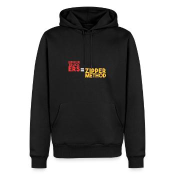Horror für Trucker = Reißverschluss - Männer Premium Bio Hoodie - Schwarz - Vorne - Nico (187cm)