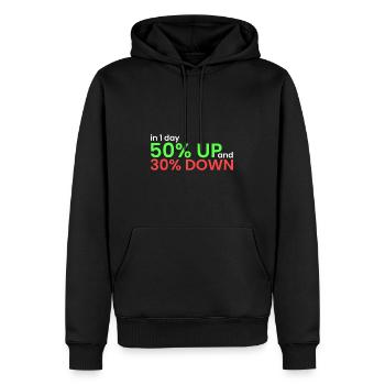 en 1 jour, 50 % ont augmenté, 30 % ont diminué - Sweat à capuche Premium bio Homme - noir - Devant - Nico (187cm)