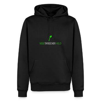 Héros végétarien - Sweat à capuche Premium bio Homme - noir - Devant - Nico (187cm)