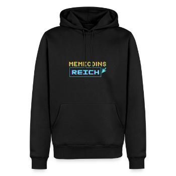 memecoins -> reich - Männer Premium Bio Hoodie - Schwarz - Vorne - Nico (187cm)