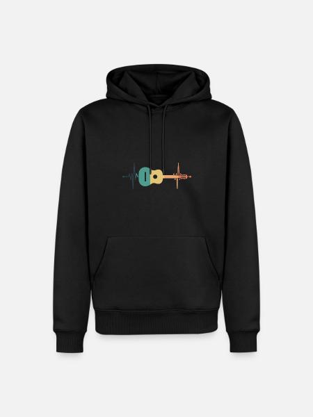 Gitarre Herzschlag - Männer Premium Bio Hoodie - Schwarz