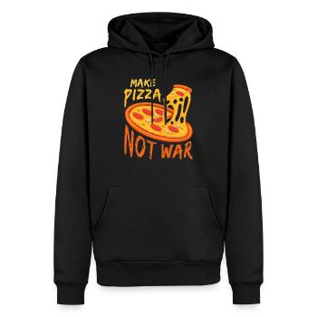 Pizza War Fast Food Gift Peace Love Food - Men’s Premium Organic Hoodie - black - Front - Nico (187cm)