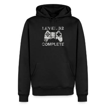 32 ans - 32ème anniversaire T-shirt Complet Niveau 32 - Sweat à capuche Premium bio Homme - noir - Devant - Nico (187cm)