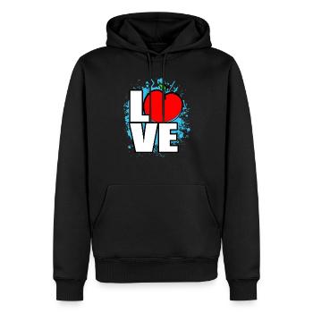 LOVE Apfel - Männer Premium Bio Hoodie - Schwarz - Vorne - Nico (187cm)