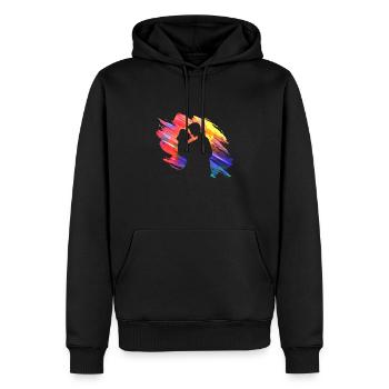 T-shirt coloré et stylé - Sweat à capuche Premium bio Homme - noir - Devant - Nico (187cm)