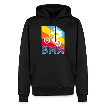 Vintage Retro Style BMX Fahrrad Zweirad Radsport - Männer Premium Bio Hoodie - Schwarz - Vorne - Nico (187cm)