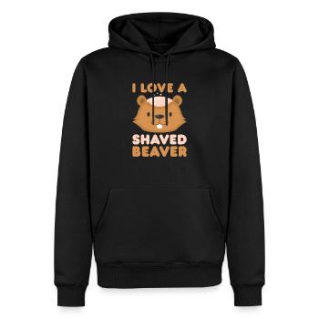 Ich liebe einen rasierten Biber Spruch Geschenk - Männer Premium Bio Hoodie - Schwarz - Vorne - Nico (187cm)
