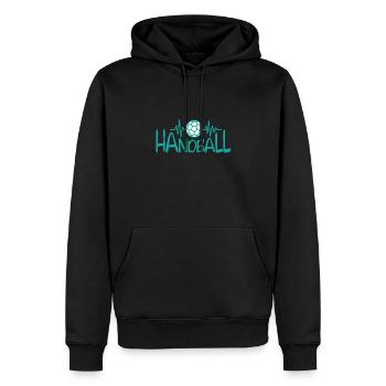 Battement de coeur de handball - Sweat à capuche Premium bio Homme - noir - Devant - Nico (187cm)