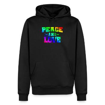 Peace and Love, Regenbogen - Männer Premium Bio Hoodie - Schwarz - Vorne - Nico (187cm)