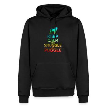 Rester calme et câliner - Sweat à capuche Premium bio Homme - noir - Devant - Nico (187cm)
