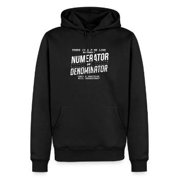Fine ligne entre numérateur et dénominateur - Sweat à capuche Premium bio Homme - noir - Devant - Nico (187cm)