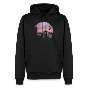 Chaton chat cadeau amant de chat pleine lune - Sweat à capuche Premium bio Homme - noir - Devant - Nico (187cm)