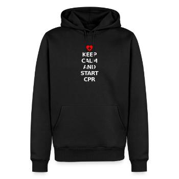 Idée cadeau de secourisme en RCP pour infirmières - Sweat à capuche Premium bio Homme - noir - Devant - Nico (187cm)