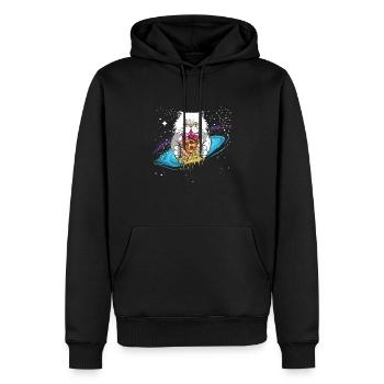 Katze Kätzchen Perserkatze Weltraum Pizza Geschenk - Männer Premium Bio Hoodie - Schwarz - Vorne - Nico (187cm)