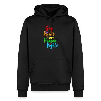 Gay rights are human rights! - Men’s Premium Organic Hoodie - black - Front - Nico (187cm)