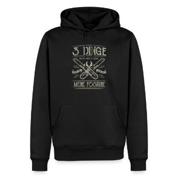 Blasmusik Shirt · Musikant · 3 Dinge - Männer Premium Bio Hoodie - Schwarz - Vorne - Nico (187cm)