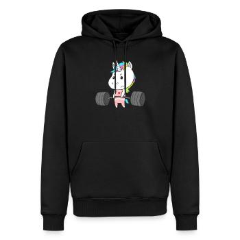 Einhorn Training Workout Krafttraining für Frauen - Männer Premium Bio Hoodie - Schwarz - Vorne - Nico (187cm)