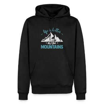 Life is better in the mountains Switzerland - Men’s Premium Organic Hoodie - black - Front - Nico (187cm)