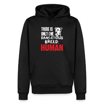 Pit Bull - Juste une race dangereuse - humain - Sweat à capuche Premium bio Homme - noir - Devant - Nico (187cm)