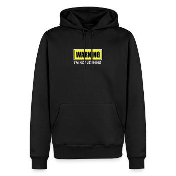 Warnung: Ich bin nicht hören - Männer Premium Bio Hoodie - Schwarz - Vorne - Nico (187cm)