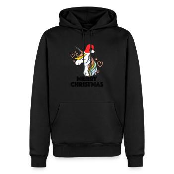 Einhorn Weihnachten Mütze Geschenk - Männer Premium Bio Hoodie - Schwarz - Vorne - Nico (187cm)