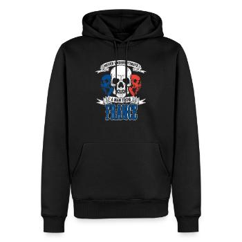 Idée cadeau bannière drapeau France - Sweat à capuche Premium bio Homme - noir - Devant - Nico (187cm)